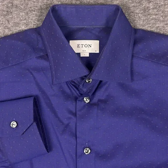 Eton | Shirts | Eton Dress Shirt Mens Large Slim 416 Purple Geometric All  Over Print Casual | Poshmark